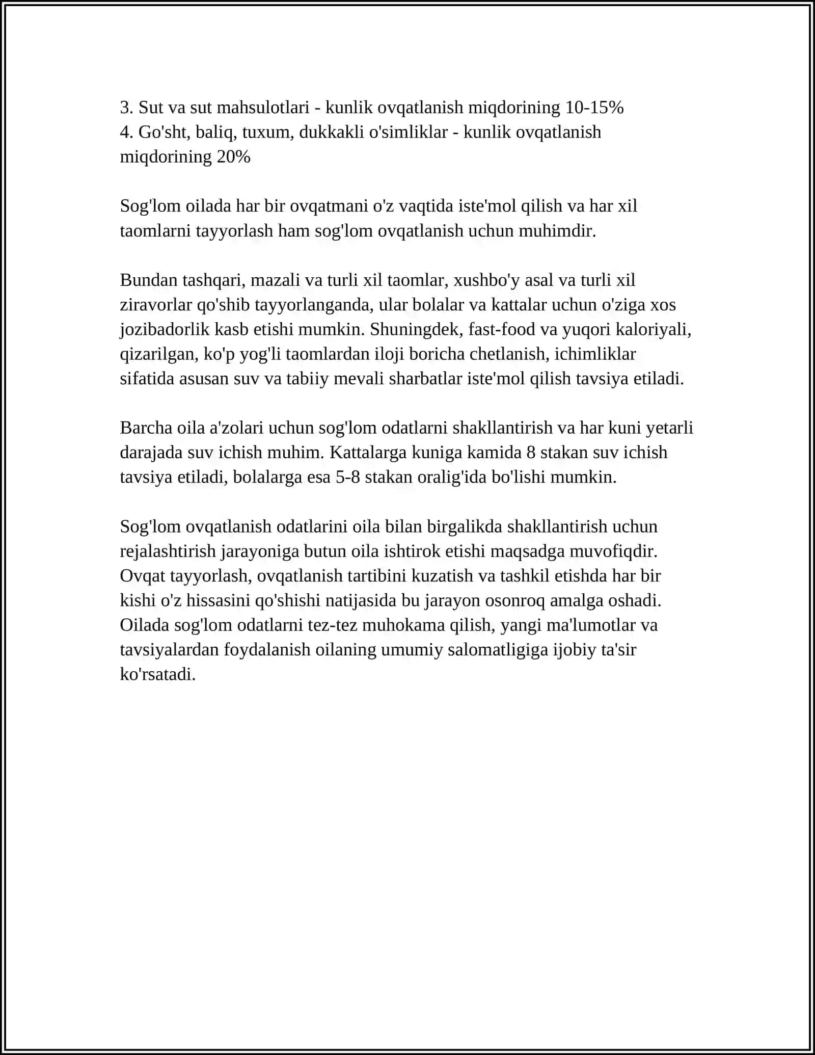 OILADAG VA TO'G'RI OVQATLANISH 4