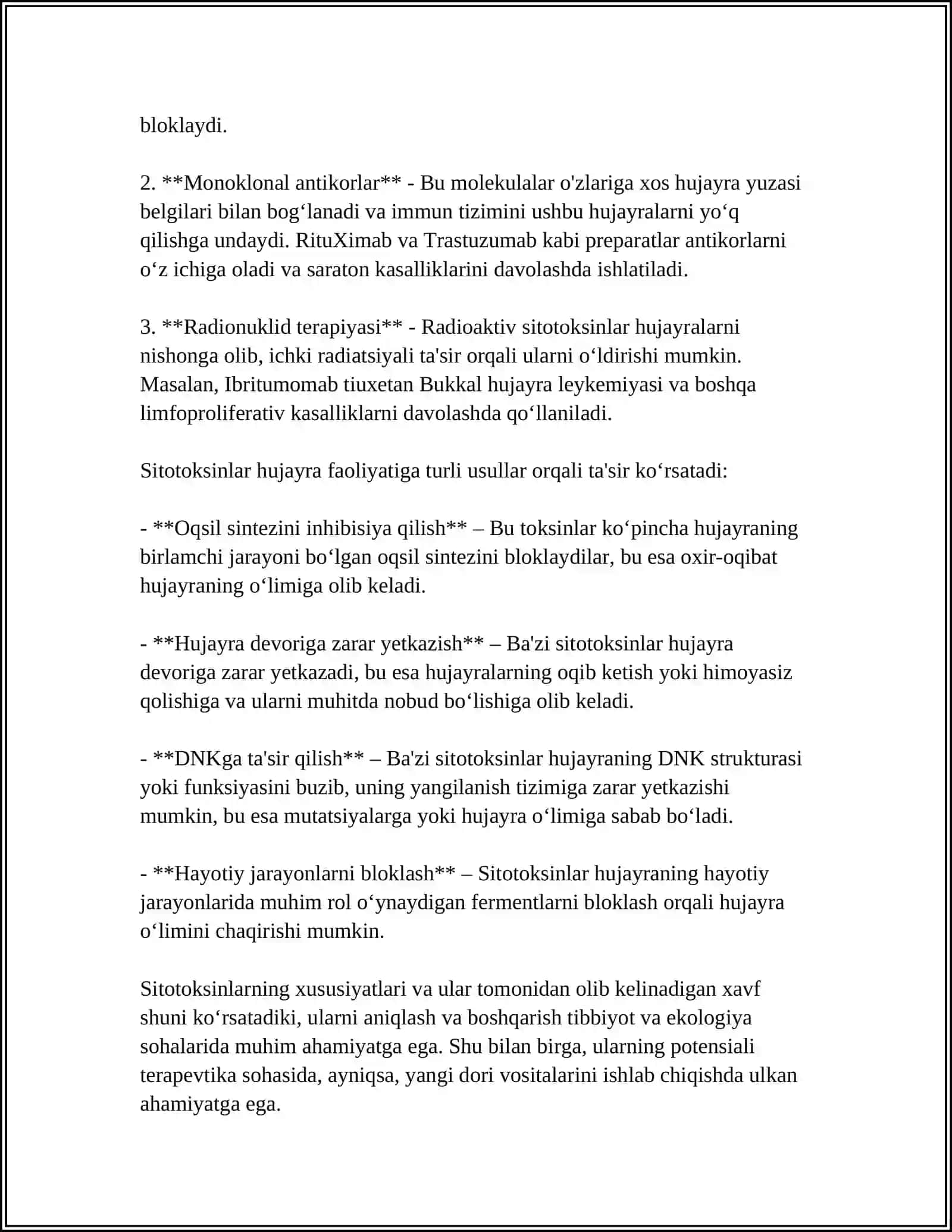 SITOTOKSINLAR TUZILISHI MOHIYATI VA QOLLANILISHI 4