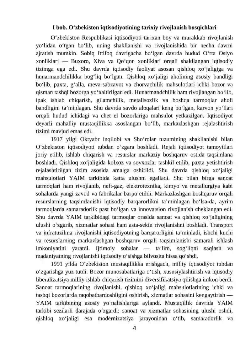 Oʻzbekiston respublikasida Yaimning ishlab chiqarish tarkibi tahlili 4