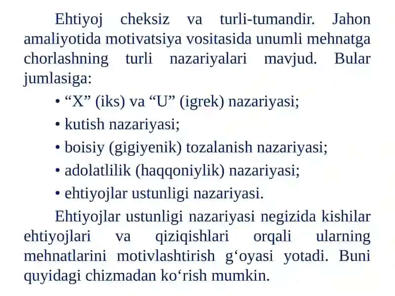 Motivlashtirish va Ehtiyoj 4