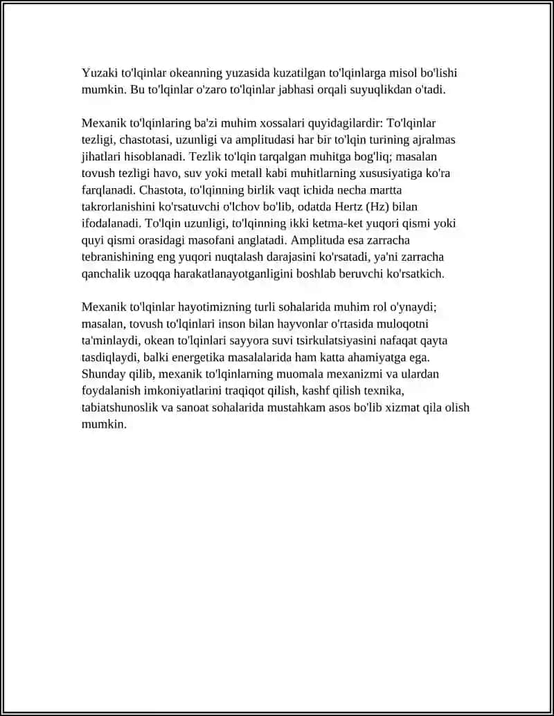 MEXANIK TO'LQINLAR HAQIDA TUSHUNCHA 4