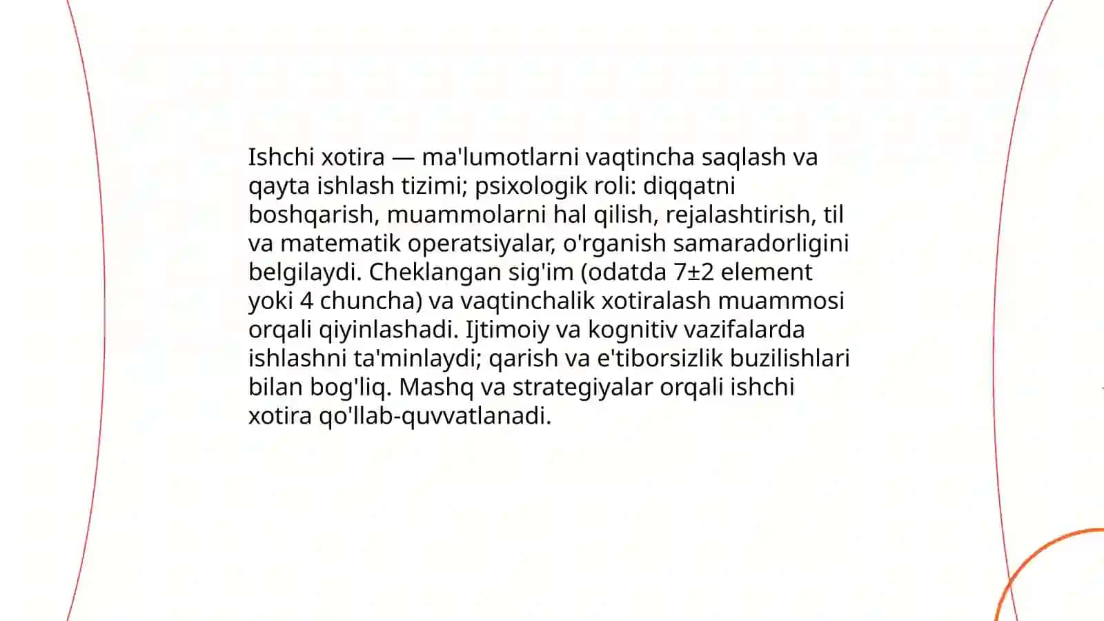 Xotira va Diqqat 4