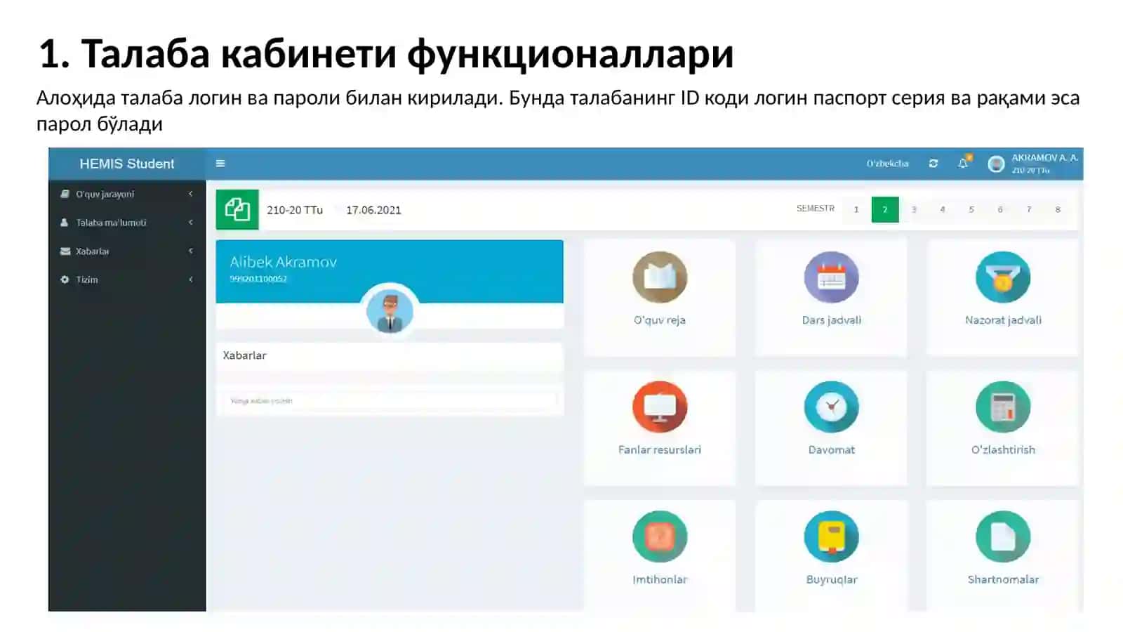 HEMISОлий таълим жараёнларини бошқариш ахборот тизими(HEMIS Talaba) 4
