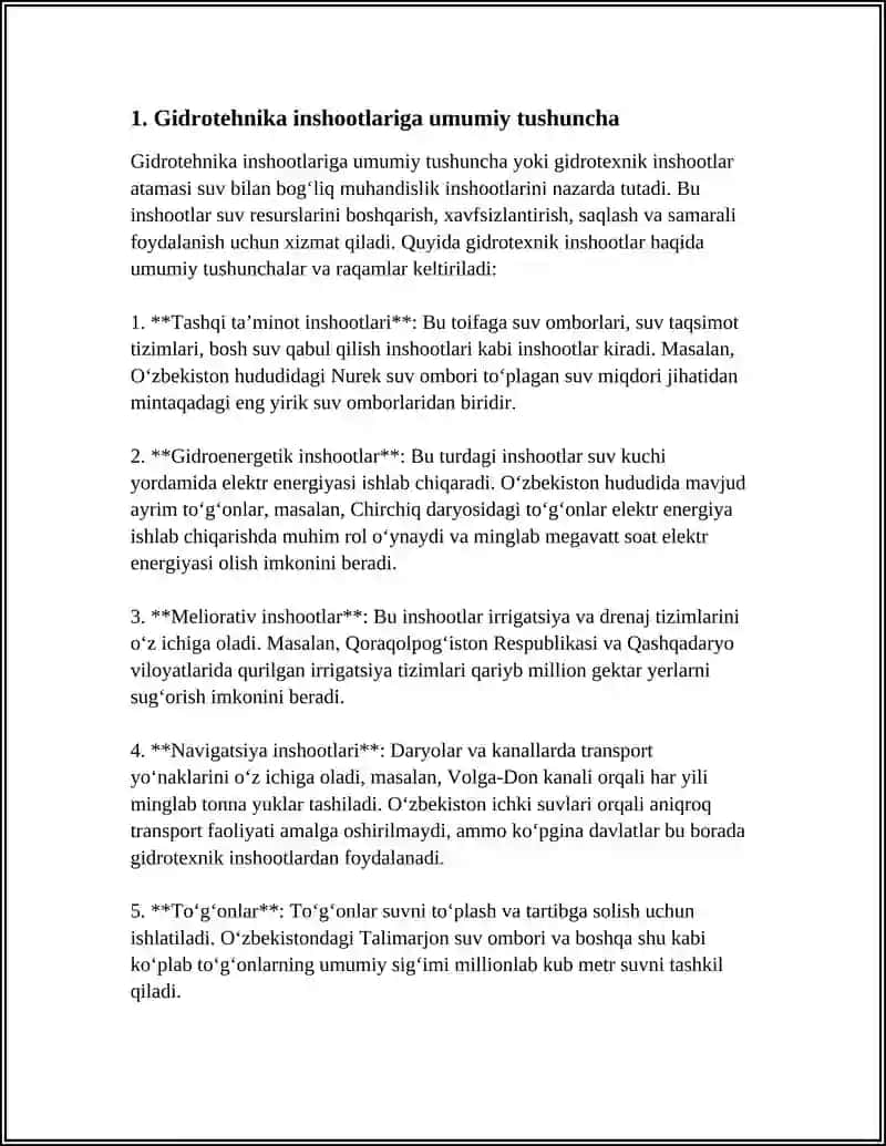 GIDROTEXNIKA INSHOOTLARI ASOSLARI TÕGʻRISIDA QISQACHA MALUMOTLAR 4