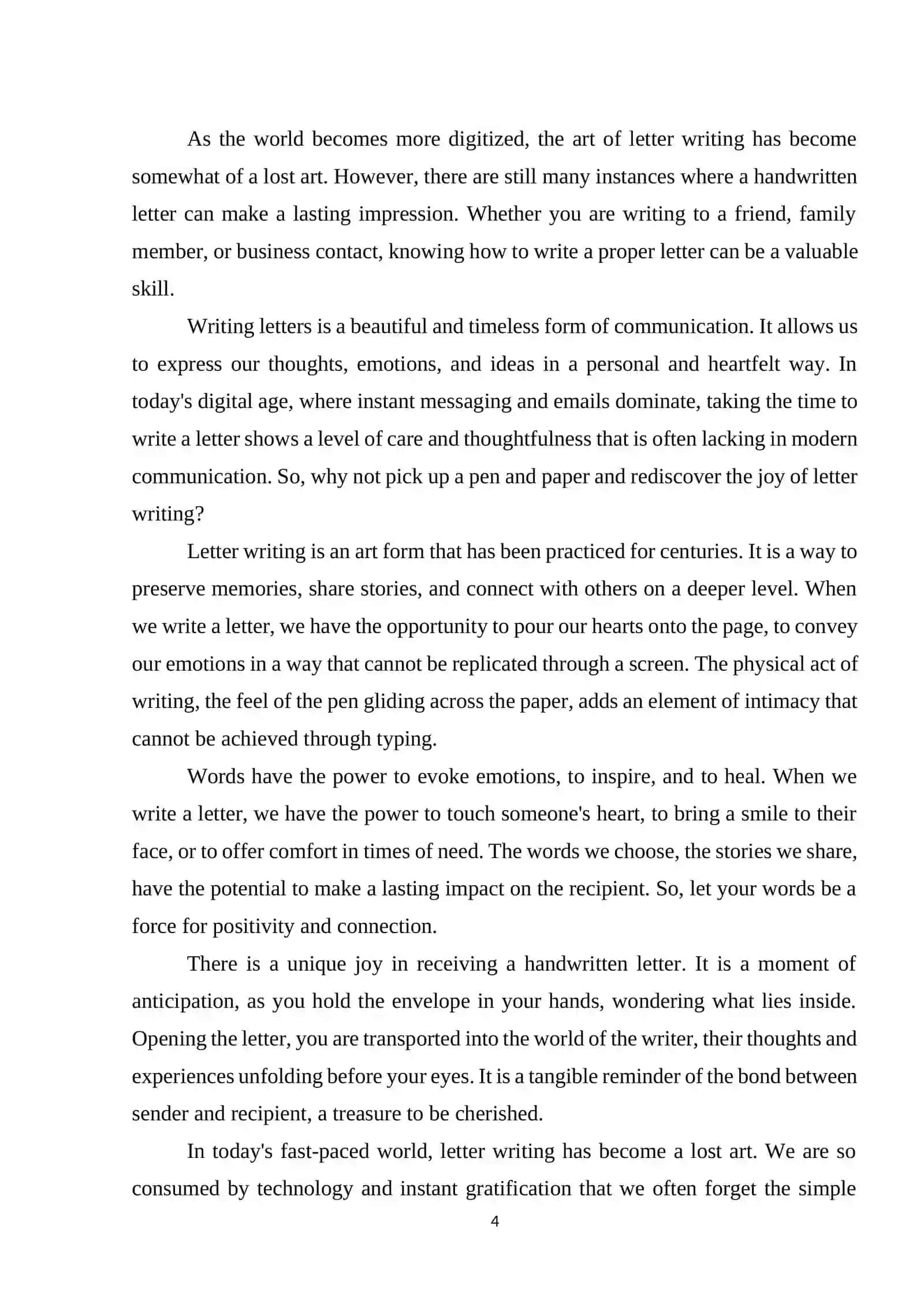 THE IMPORTANCE OF WRITING LETTERS 4