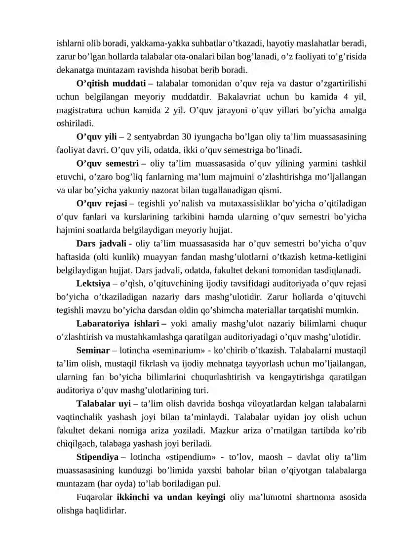 Oliy ta’limning tuzilishi. Oliygoh haqida tushuncha 4