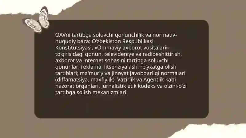 O'zbekiston Respublikasida ommaviy axborot vositalarining faoliyati 4
