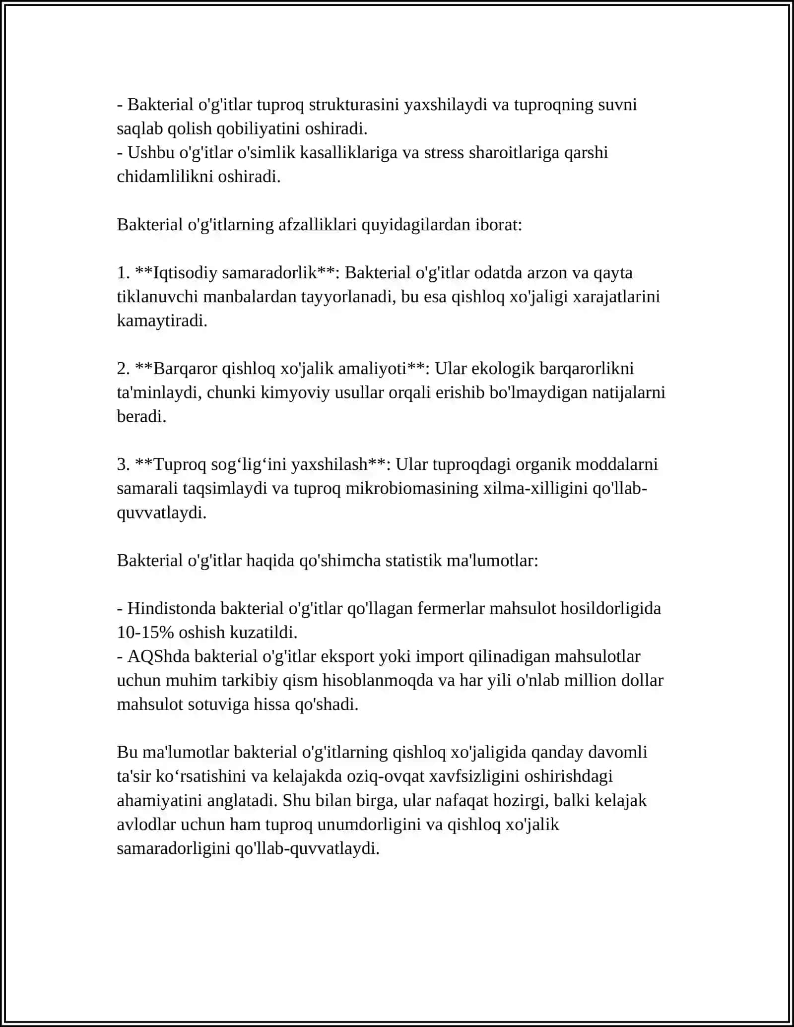 Tuproq unumdorligini oshirishda bakterial o'g'itlarning ahamiyati 4