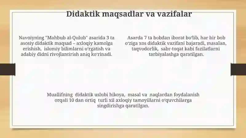 Navoiyning Mahbub ul qulib asarining pedagogik tahlili 4