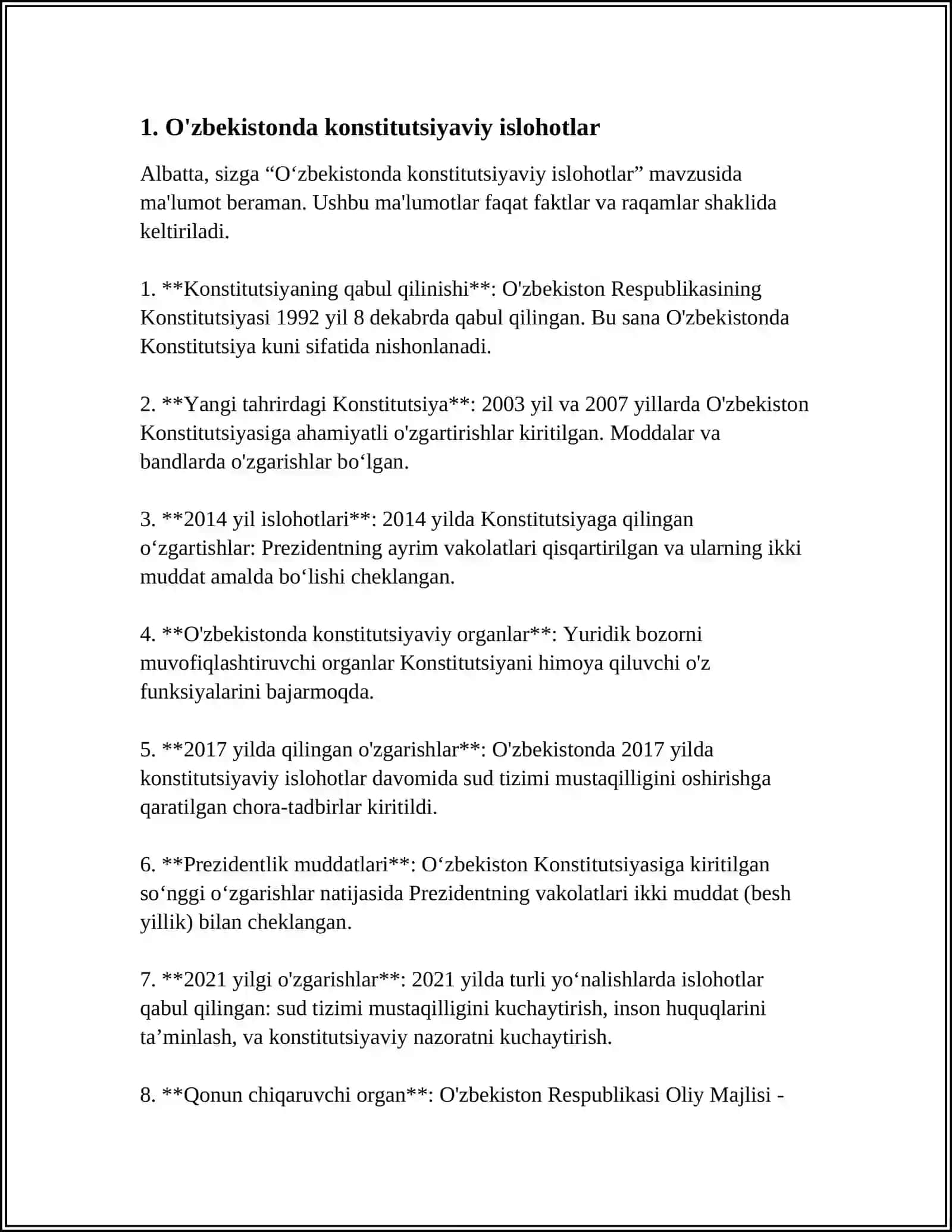 O'ZBEKISTONDA HUQUQIY SIYOSIY ISLOHOTLARNING AMALGA OSHIRILISHI, DEMOKRATIK JAMIYATNI SHAKLLANTIRISH YO'LIDAGI ISLOHOTLAR 4