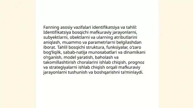 Mafkuraviy jarayonlarning tizmli tahlili fanining maqsad va vazifalari 4