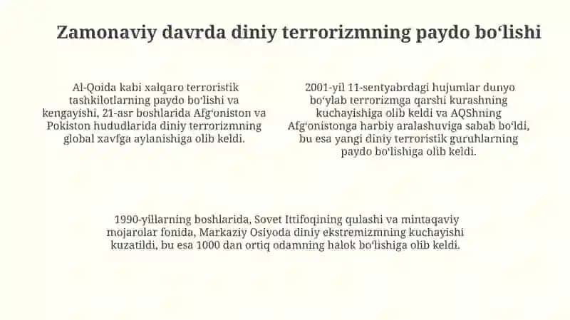Diniy murosasizlik, ekstremizm va terrorizmning tarixi 4