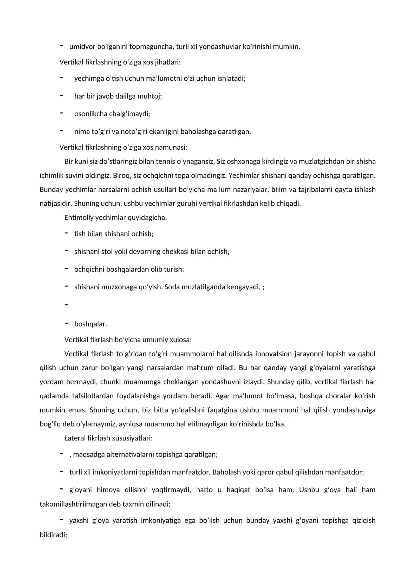 Vertical Thinking (Vertikal fikrlash) va Lateral Thinking (Lateral fikrlash) 4