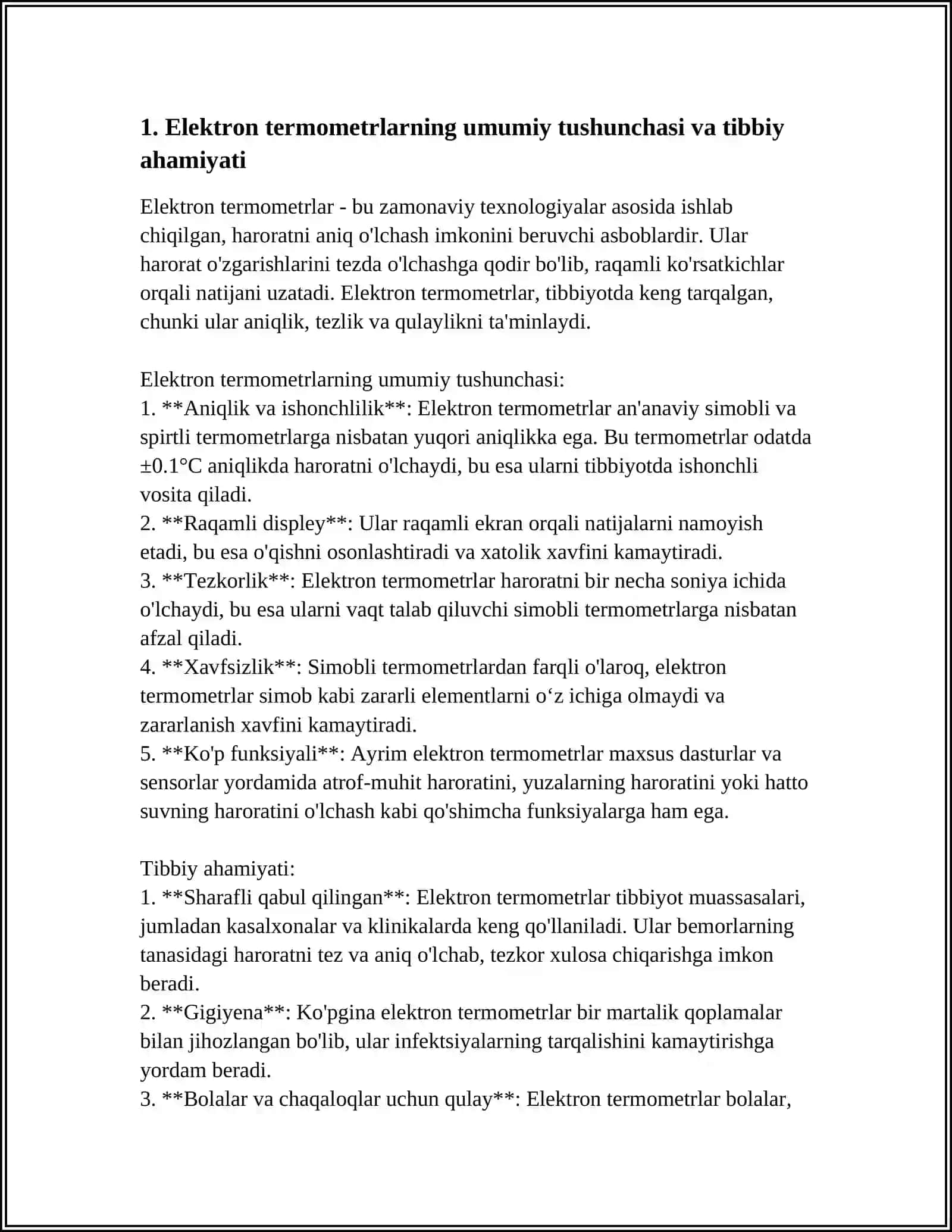 TIBBIY BIOLOGIK FIZIKA FANI - ELEKTRON TERMOMERTLA VA ULARNI TUZULISHI, ISHLASHMEXANIZMI 4