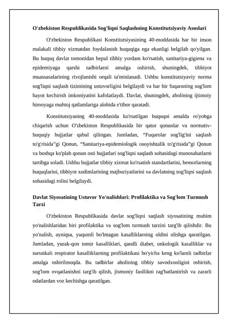 Oʻzbekiston Respublikasida Inson Salomatligi Oliy Qadriyat Sifatida 4