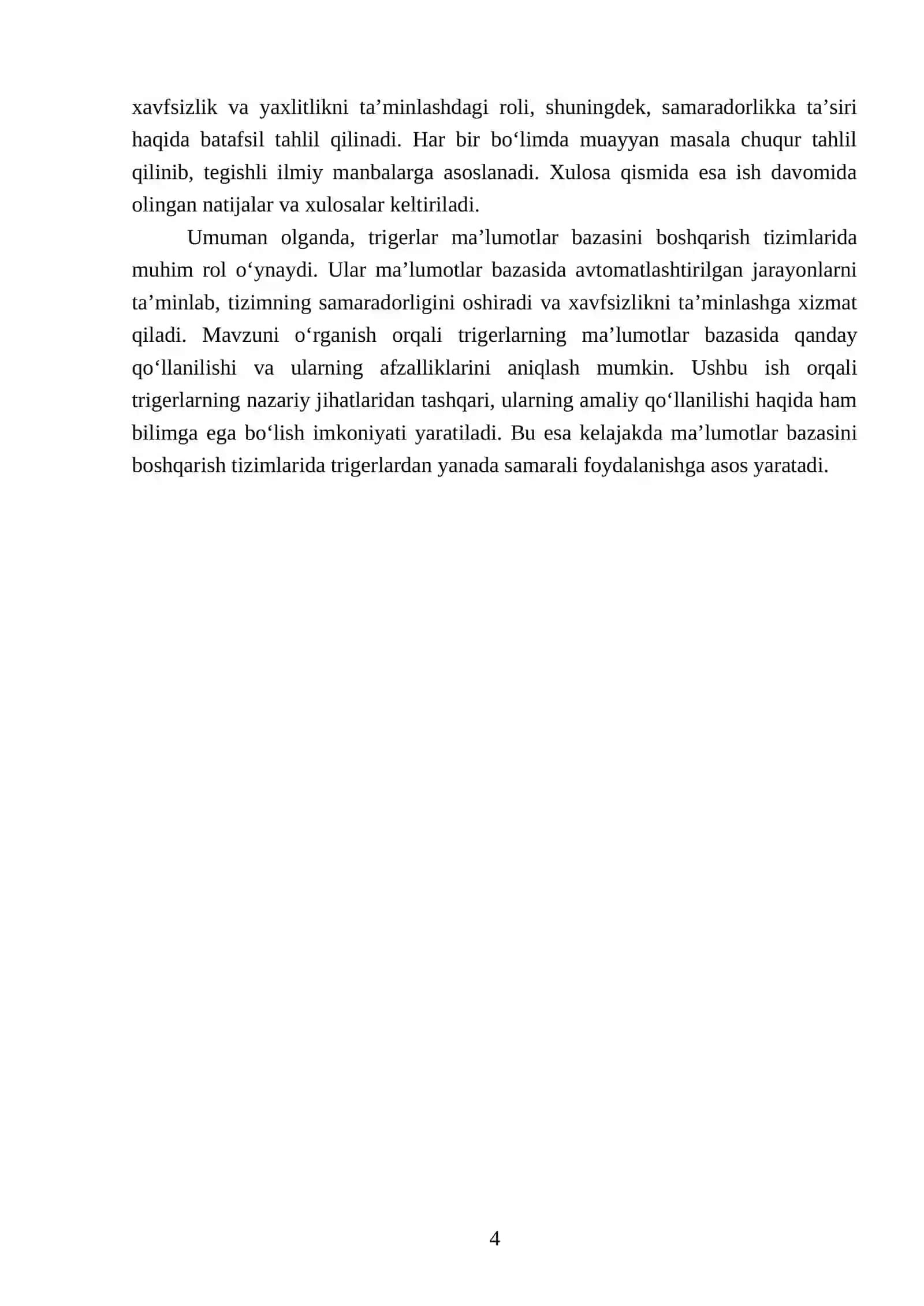 MALUMOTLAR BAZASI FANIDAN TAYYORLAGAN MUSTAQIL ISHI 4