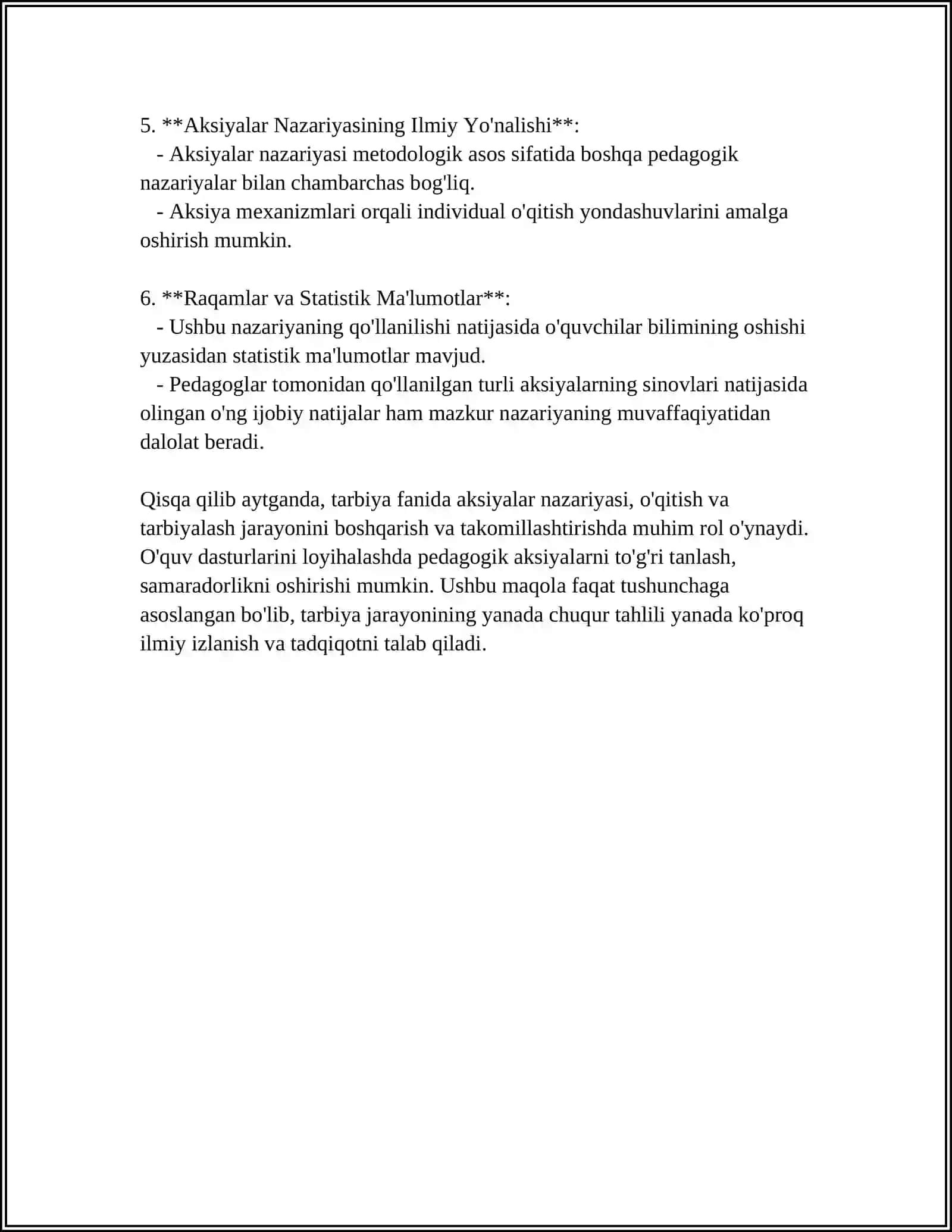 TARBIYA FANINI ÕQITISH JARAYONIGA AKSIOLOGIK, TEXNOLOGIK YONDASHUVLAR VA ULARGA TAVSIF 4