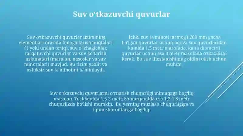 Suv o‘tkazuvchi quvurlar Ichki suv ta’minoti 4