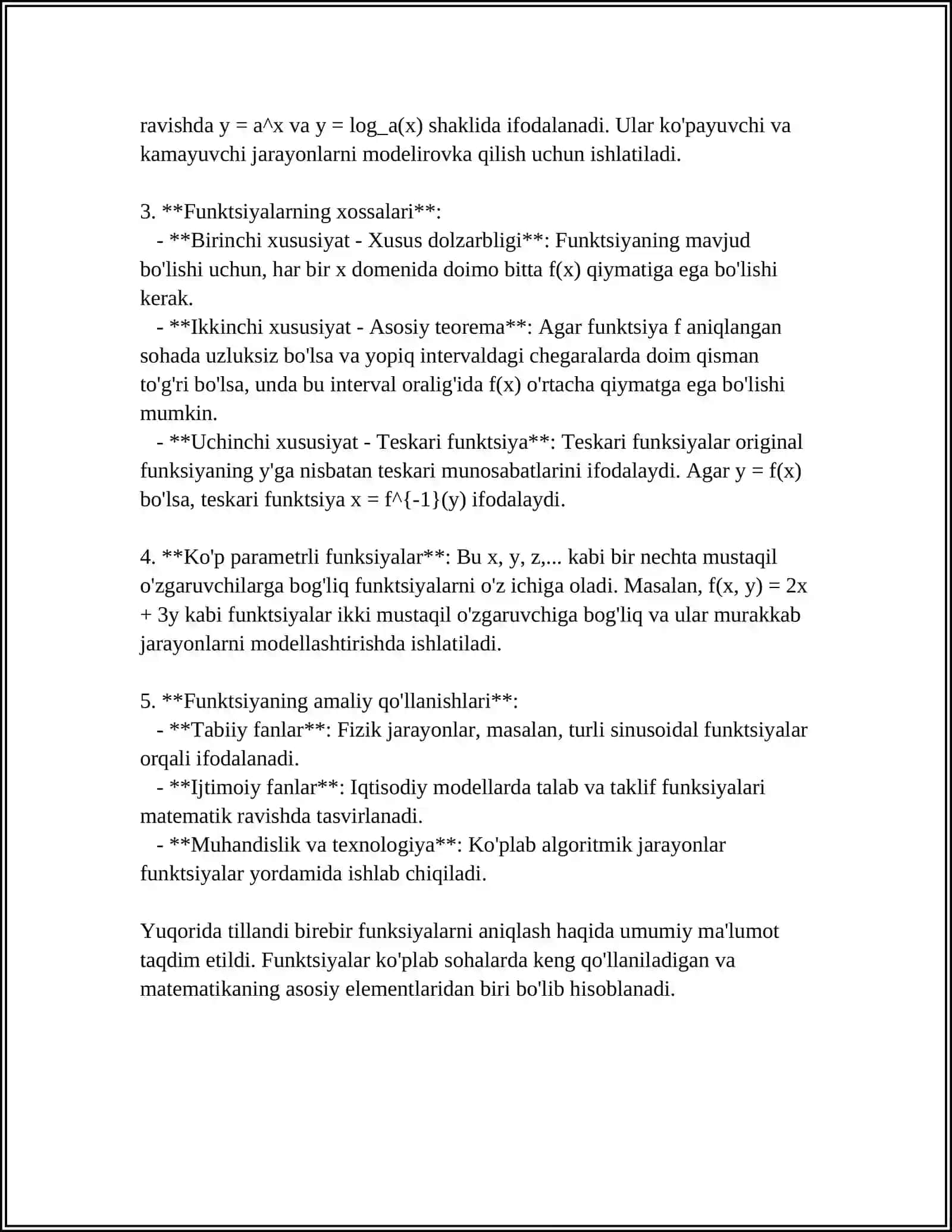 FUNKSIYALAR BILAN ISHLASH. FUNKSIYA PARAMETRLARI VA ARGUMENTLARI 4