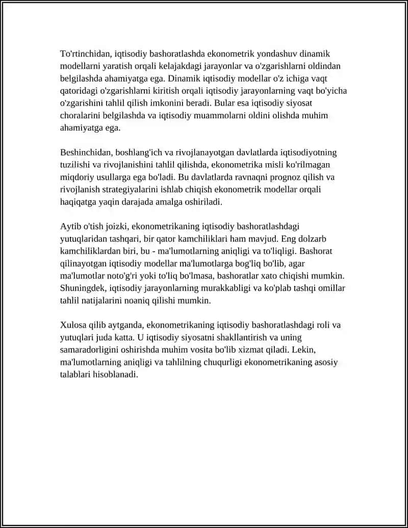 IQTISODIYOTDA EKONOMETRIKANI YUTUQ VA KAMCHILIKLARI 4