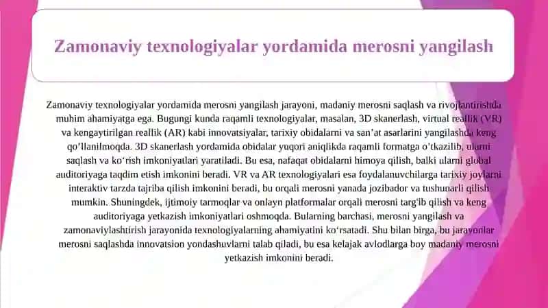 Me'moriy merosni saqlash va modernizatsiya qilish masalalari 4