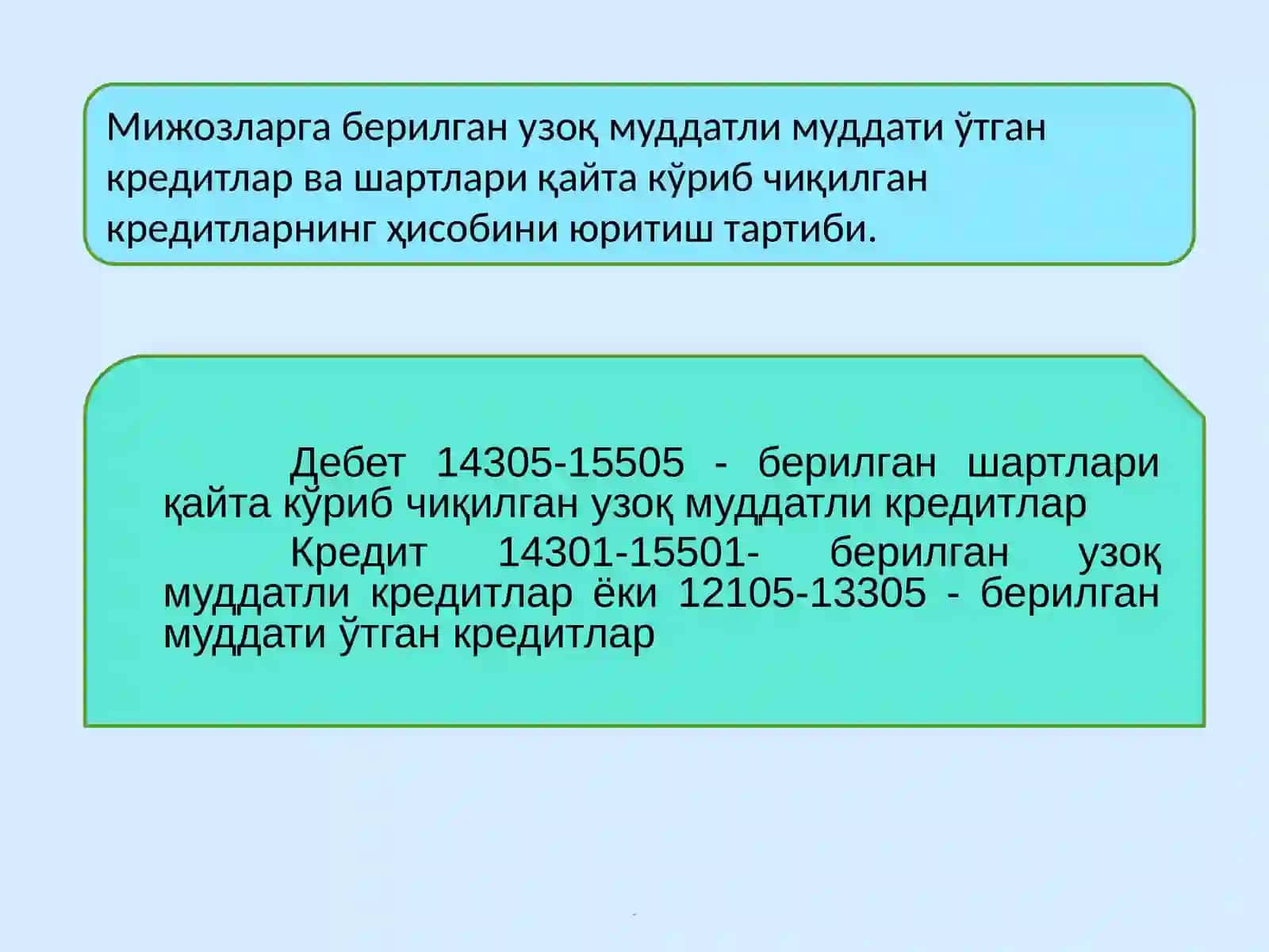 Банкларда кредит операцияларининг бухгалтерия ҳисоби 4