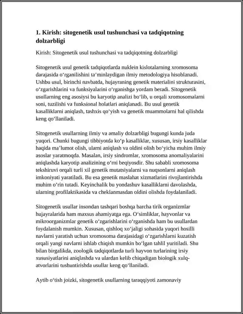SITOGENETIK USULNI QAYERLARDA QO'LLASHIMIZ MUMKINLIGINI CHUQURROQ ASOSLAB BERING 4