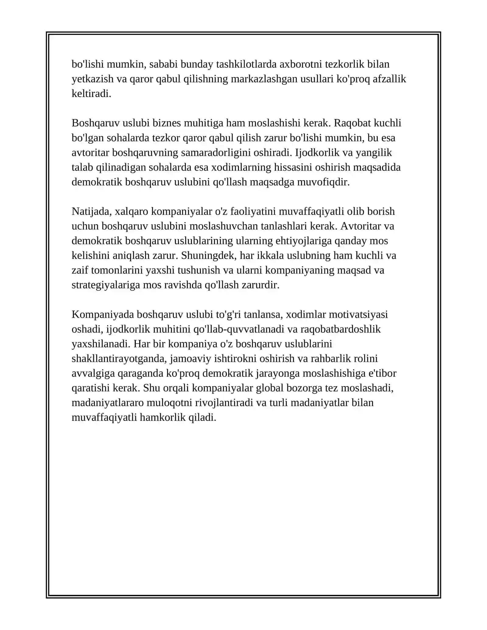 XALQARO KOMPANIYALARDA BOSHQARUV USLUBLARI 4