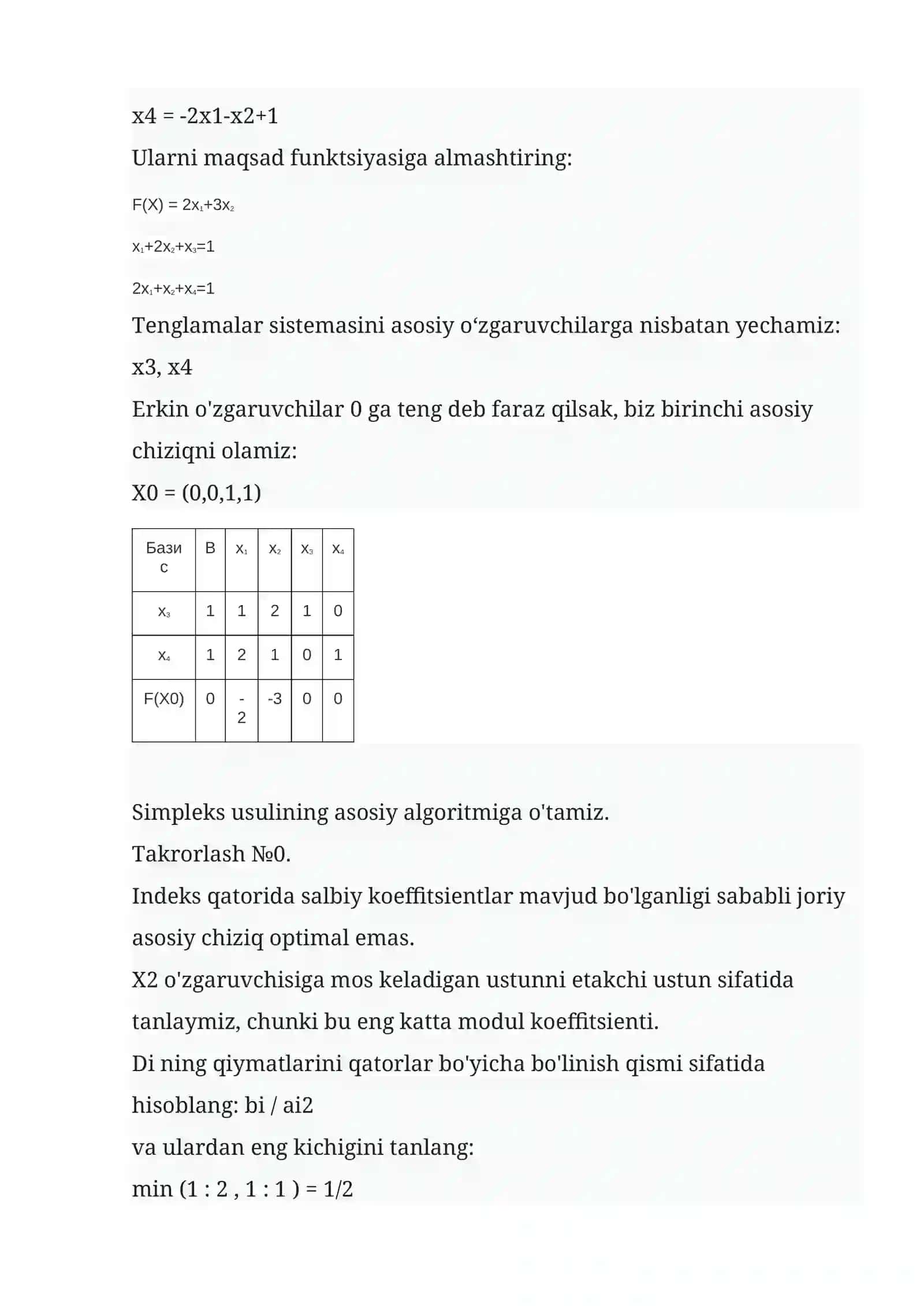 CHDM ni simpleks usulida yechish 4