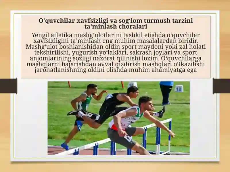 Yengil atletika bo‘yich o‘quv ishlarini tashkil qilish 4