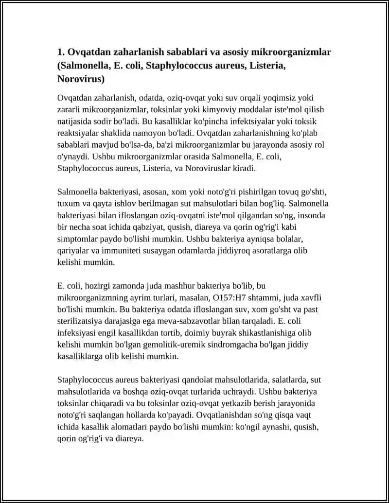 OVQATDAN ZAHARLANISHLAR VA ULARNI OLDINI OLISH CHORALARI 4