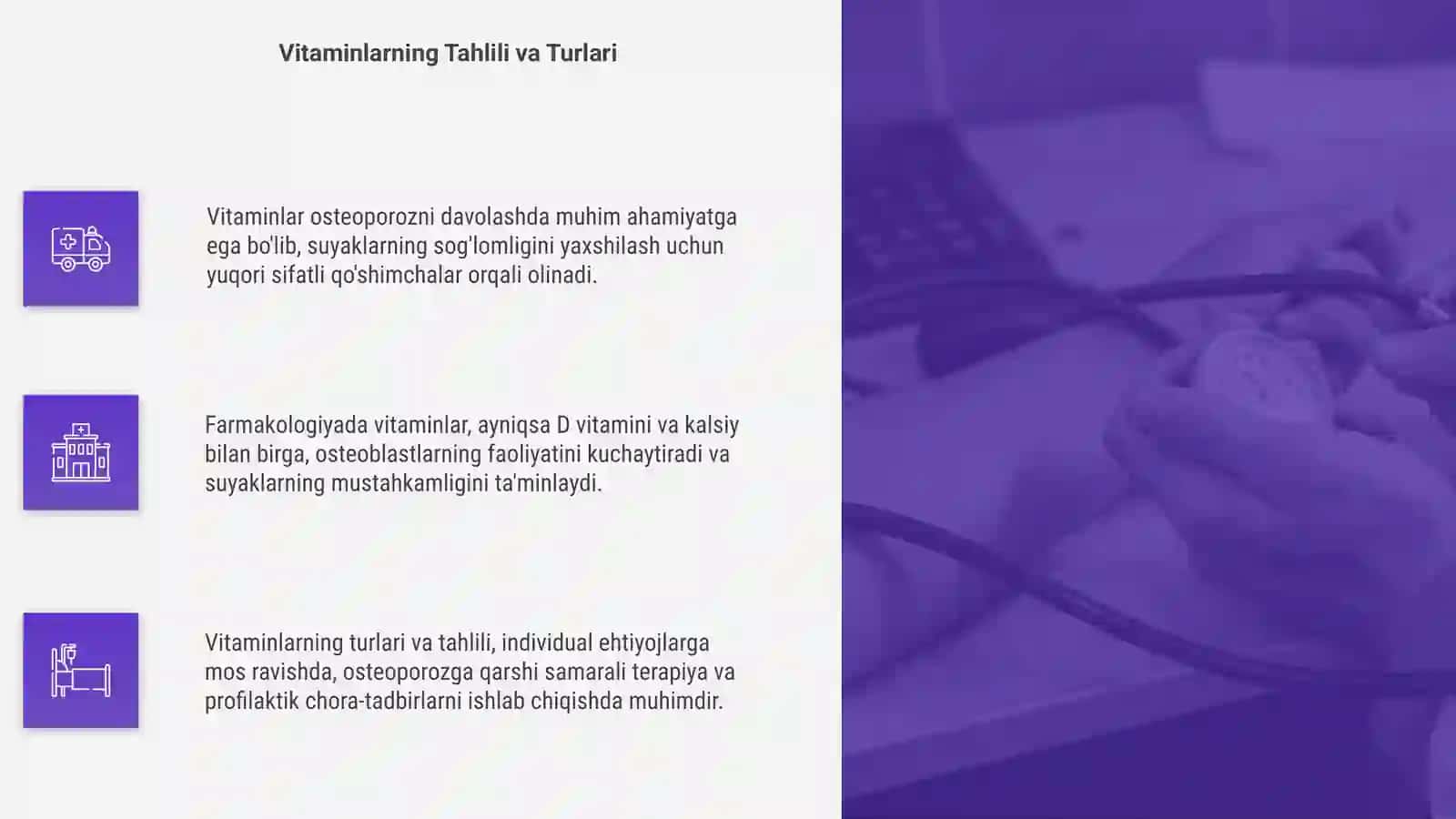 Vitaminlar. Osteoporozni davolash vositalari 4