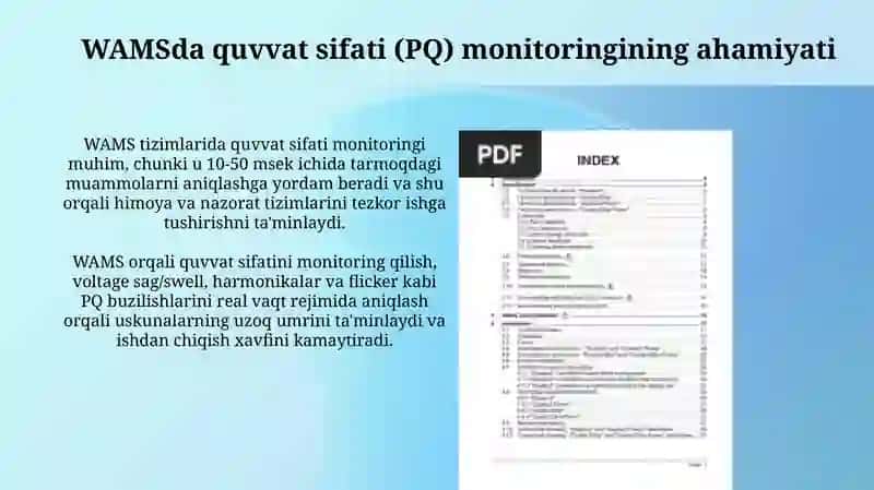 WAMS tizmlarida Wide area monitoring system PQ nazorati 4
