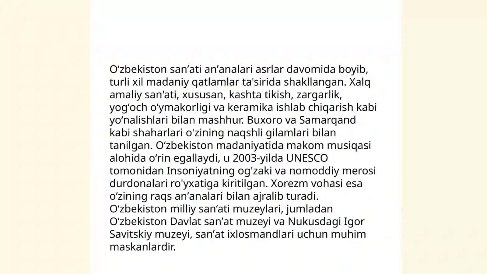 Manaviyat va san'at rivojlantirish 4