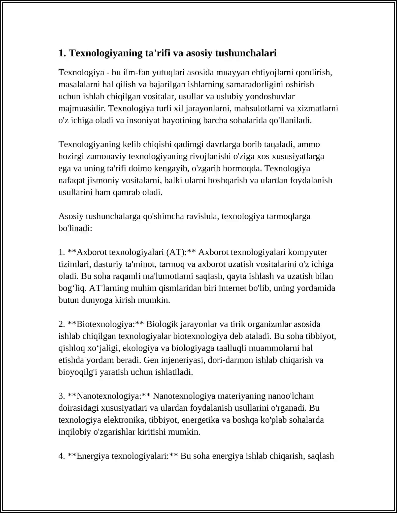 TEXNOLOGIYA VA UNI O'QITISH METODIKASINING UMUMIY MASALALARI 4