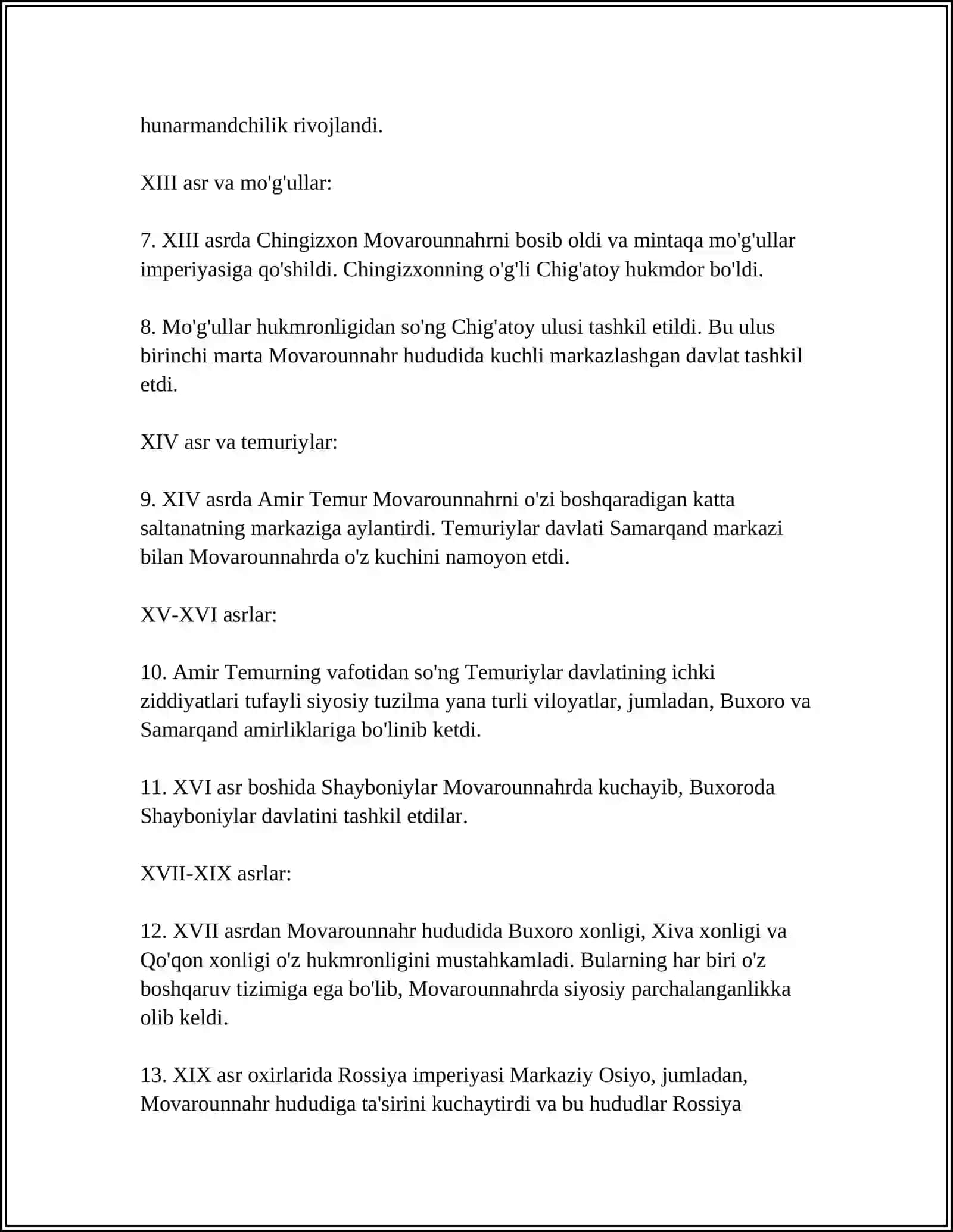 MO'G'ULLAR HUKUMRONLIGI DAVRIDA O'RTA OSIYO 4