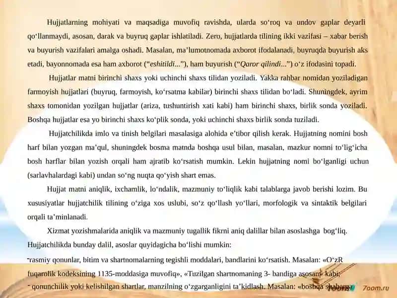 Rasmiy uslubga doir ish hujjarlarini tayyorlash 4