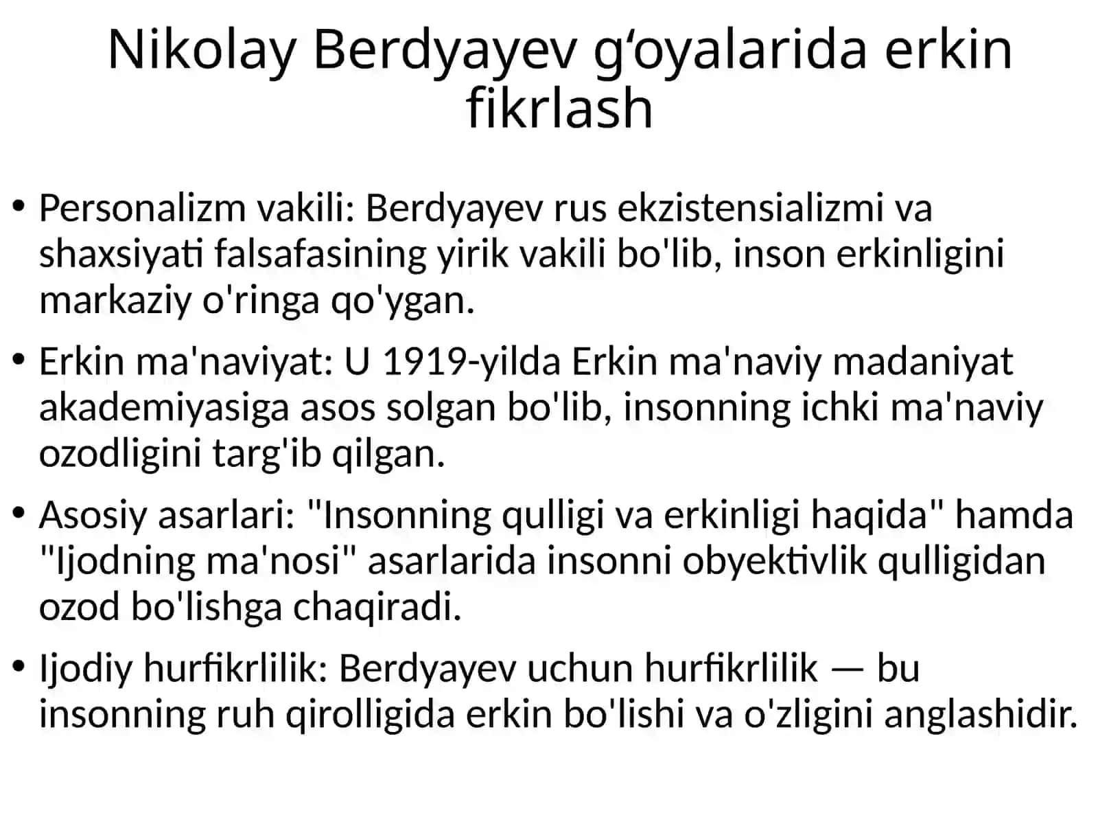 Dinning ijtimoiy mohiyati hamda Berdyayev va G‘azzoliy g‘oyalari orqali hurfikrlilik tushunchasini tahlil qilish 4