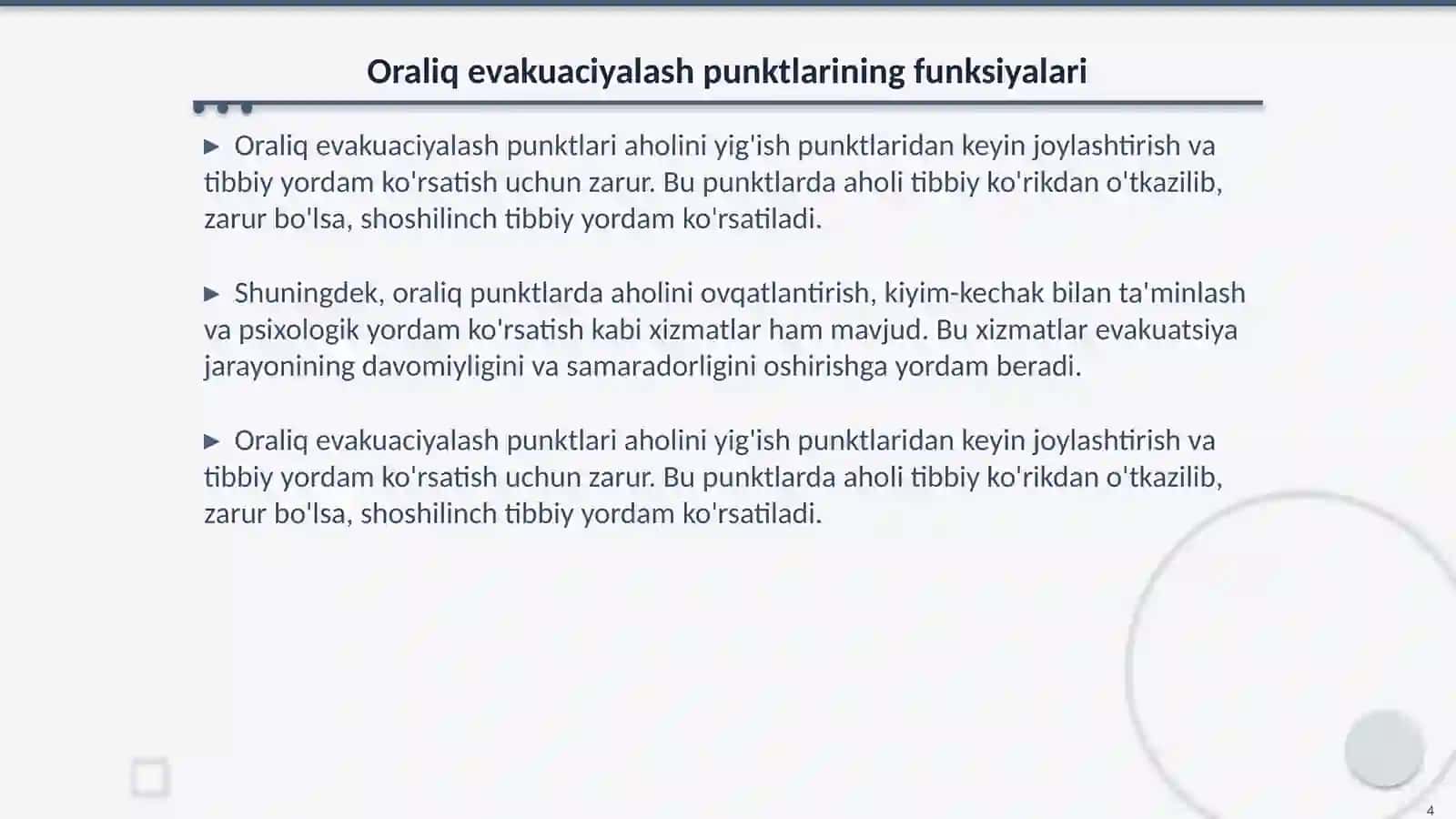 Evakuaciyalanuvchi aholini evakuatsiyalash 4