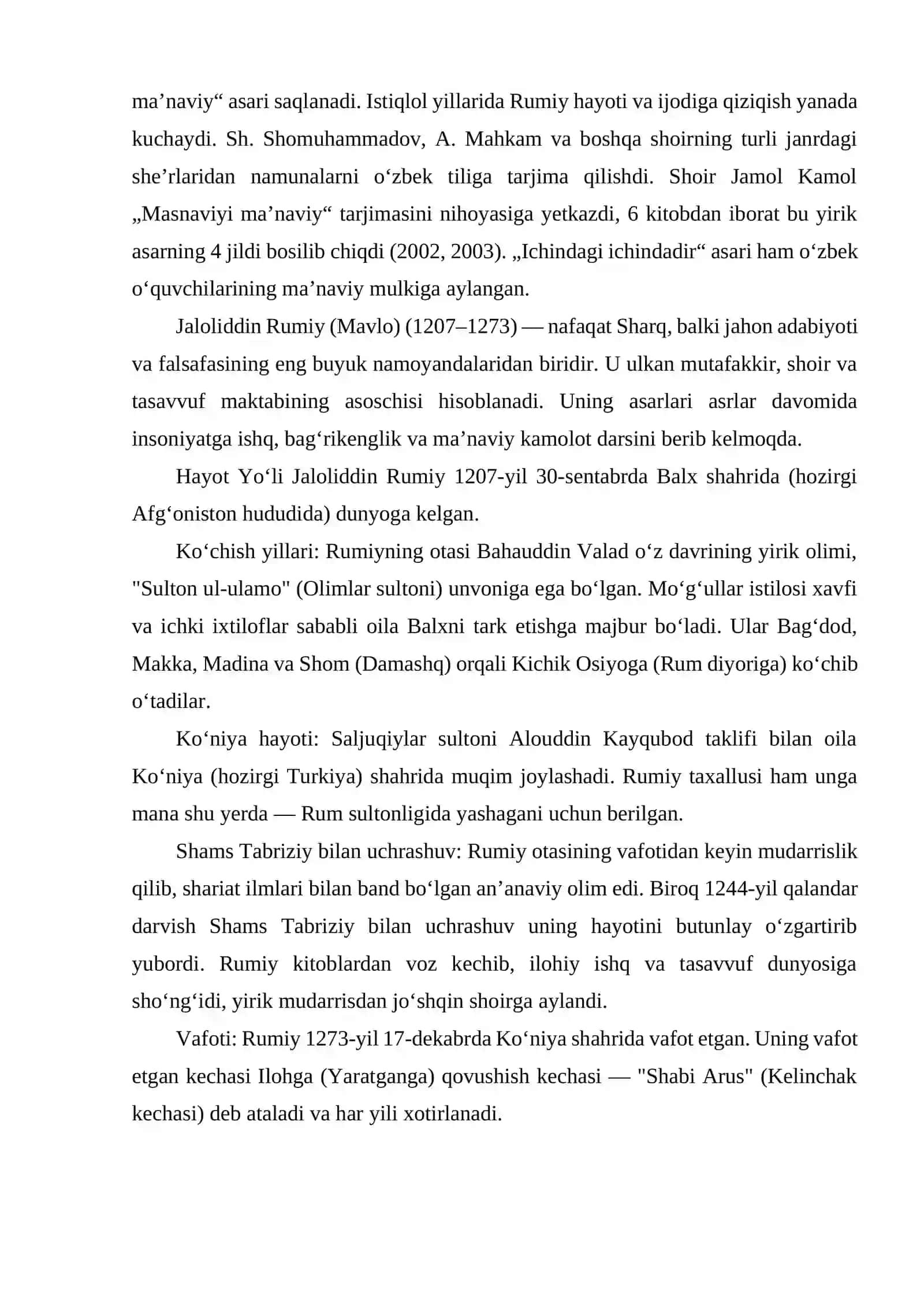 JALOLIDDIN RUMIYNING HAYOTI VA IJODI 4
