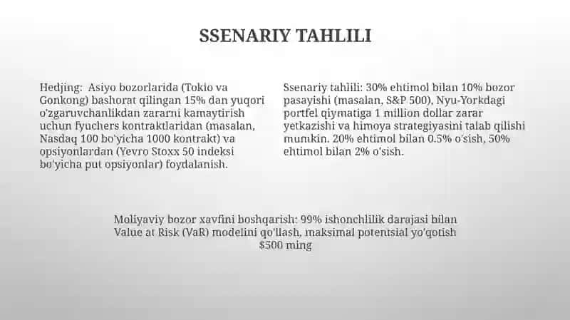 Hedjirlash va moliyaviy bozor risklarini boshqarish 4
