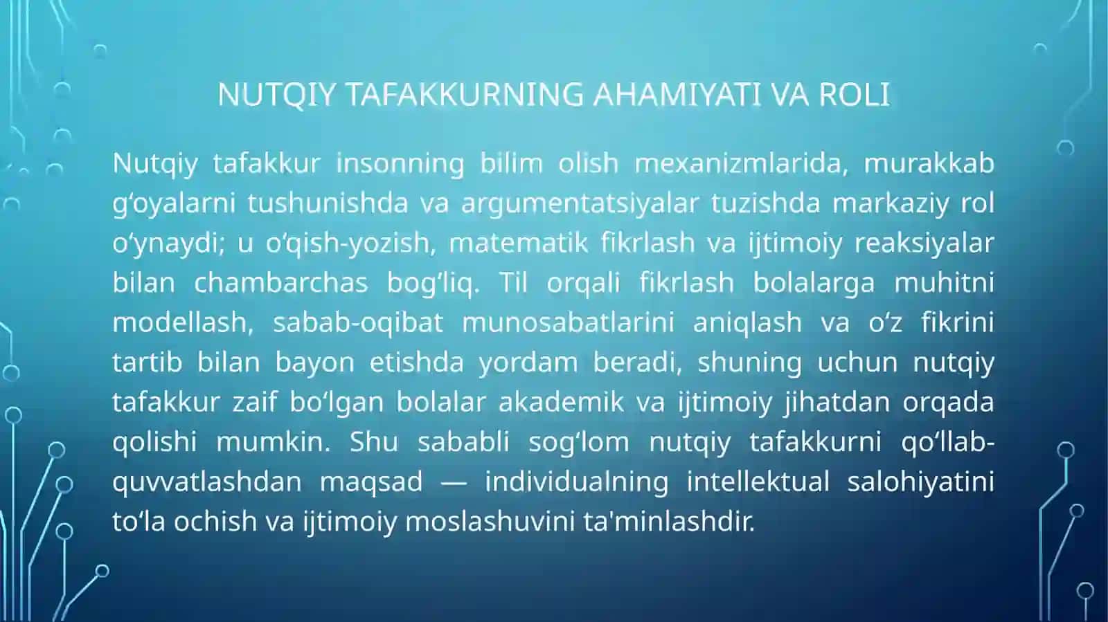 Nutqiy tafakkur rivojlanish muammolari 4