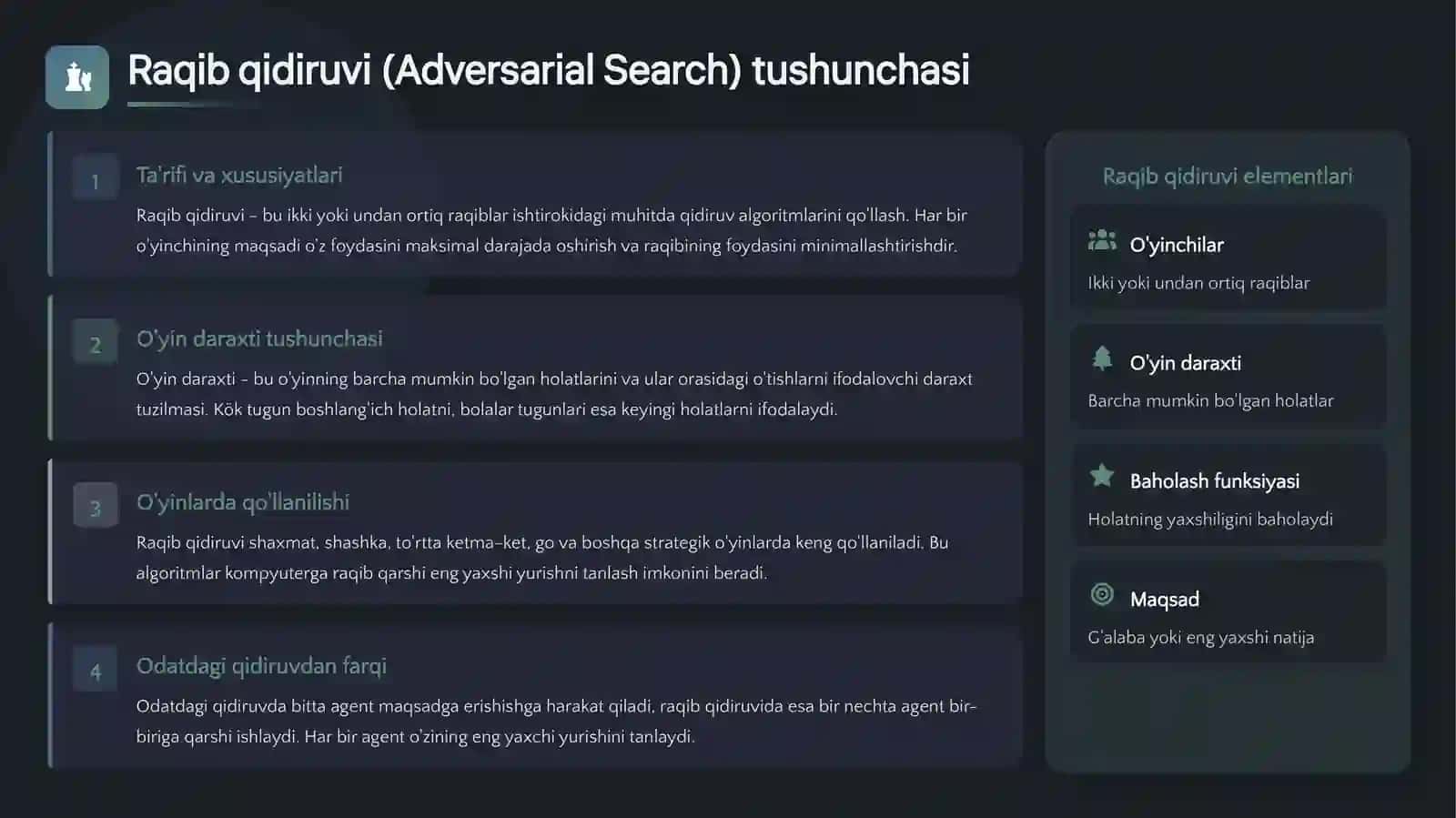 qidiruv algoritmlari asosida raqib qidiruvini ishlab chiqish 4