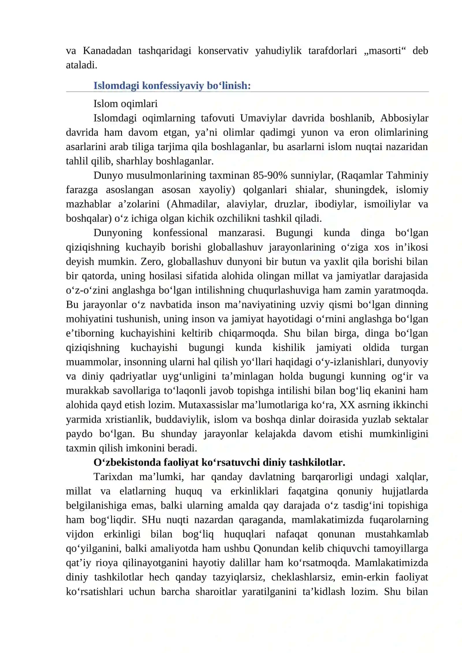 9-mavzu: O‘ZBEKISTONDA FAOLIYAT YURITUVCHI DINIY TASHKILOTLAR 4