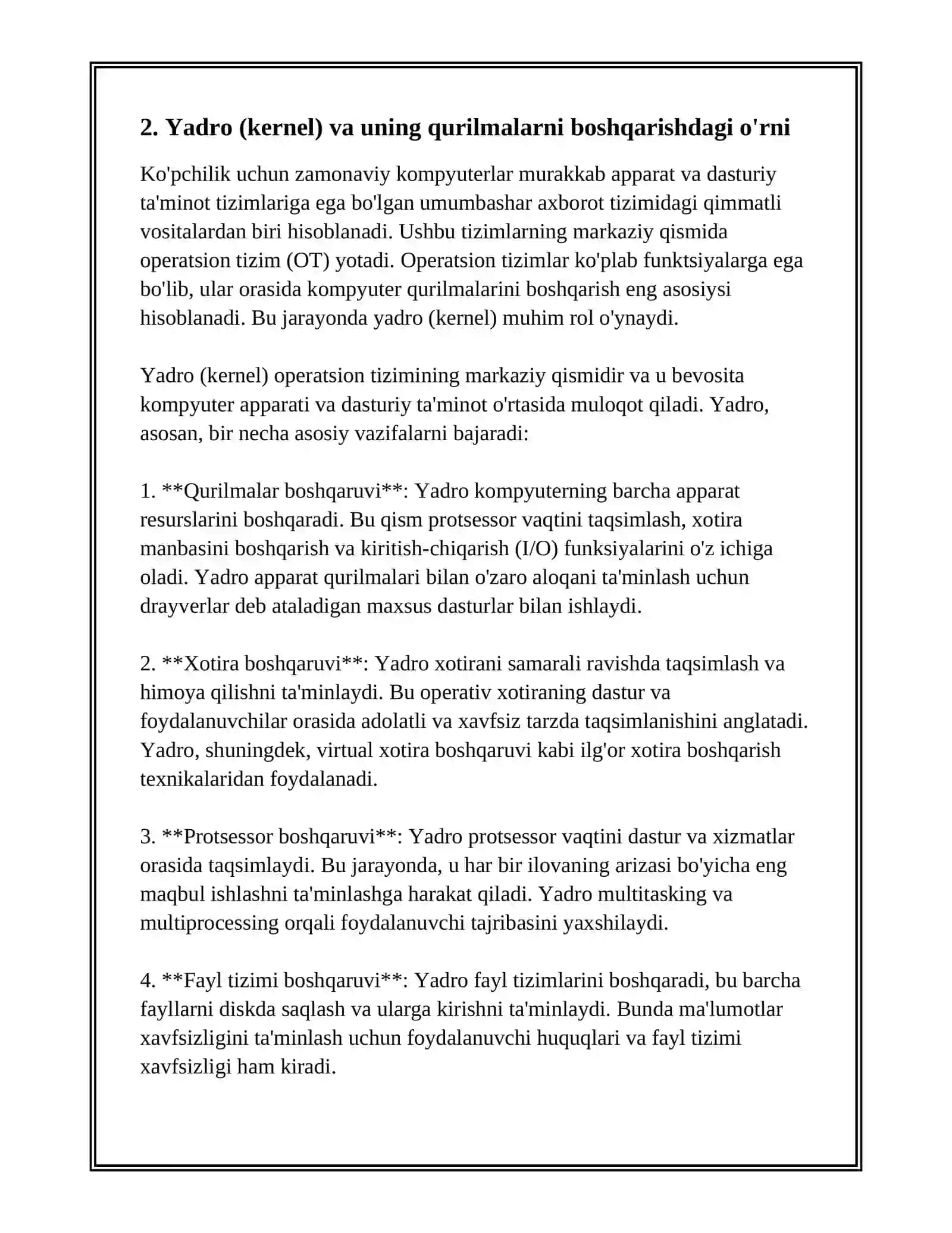 KOMPYUTER QURILMALARI BOSHGARISH OPERATSION TIZIMLARNING O'RNI 4