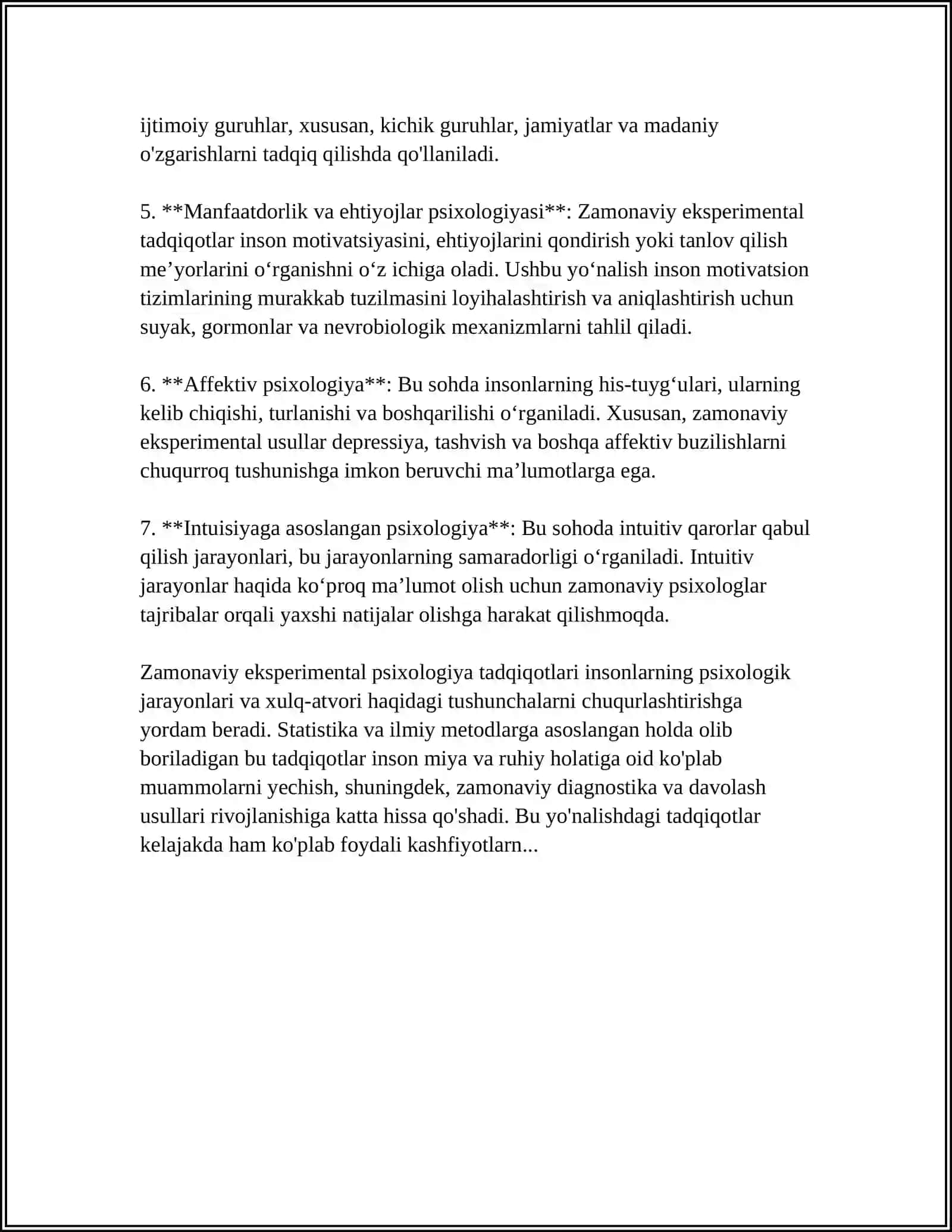 Eksperimental psixologiyada zamonaviy yo'nalishlar 4