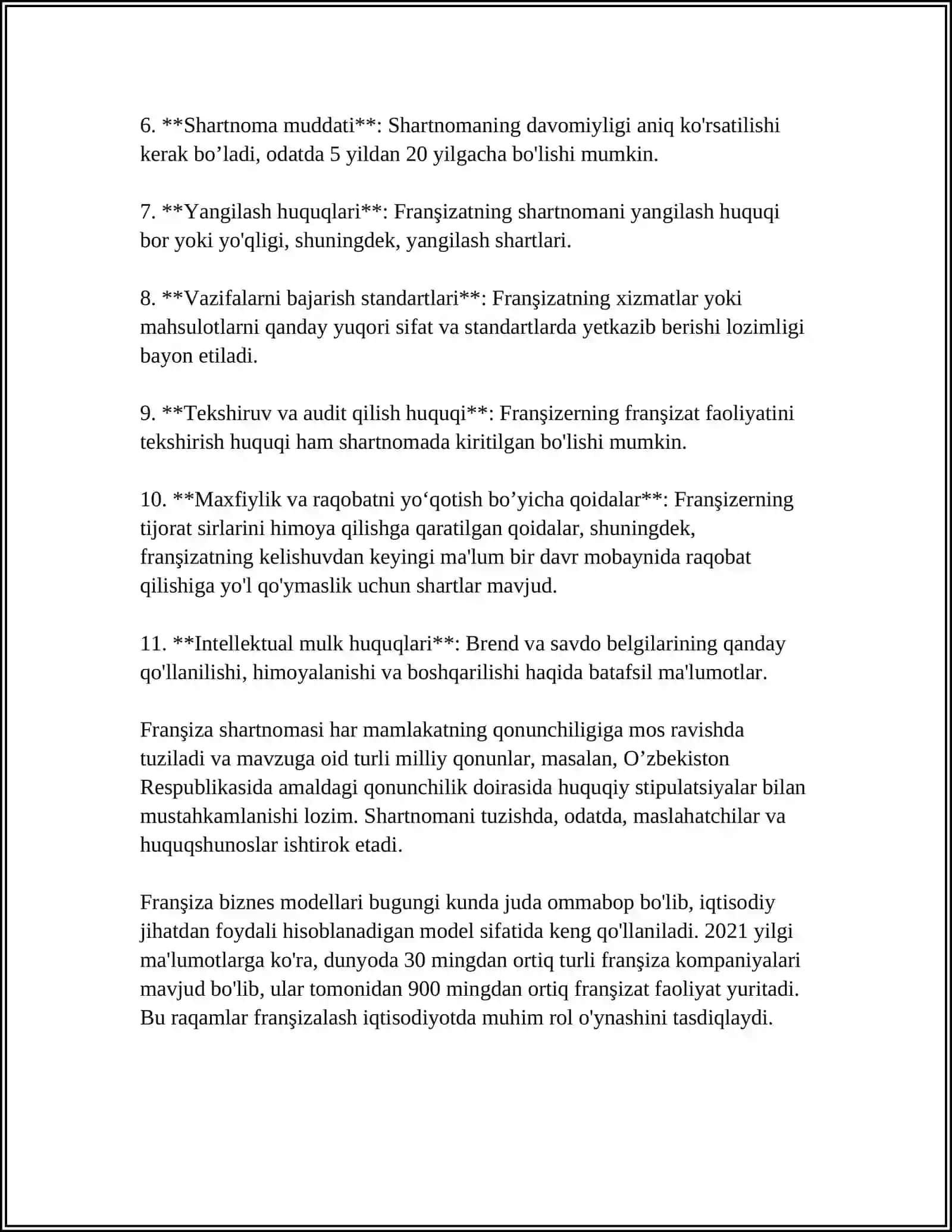 KOMPLEKS TADBIRKORLIK LITSENZIYASI(FRANSHIZING) SHARTNOMASI 4