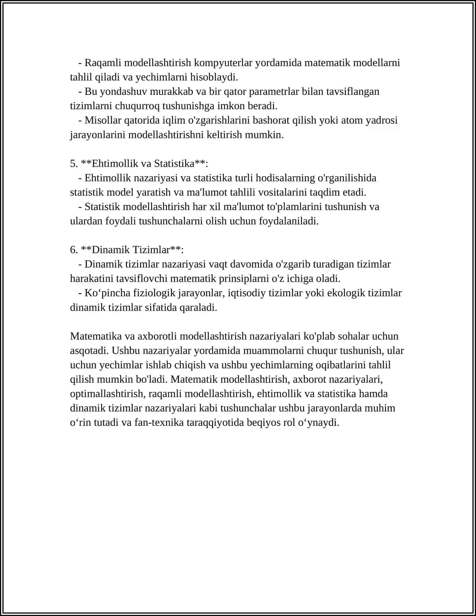 Matematik va axborotli modellashtirish nazariyalari 4