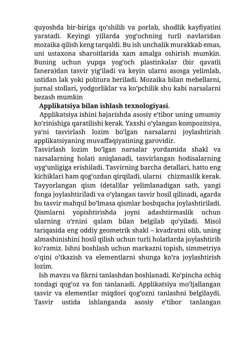 Applikatsiya va mozaika bilan ishlash darslarini tashkil etish metodikasi 4