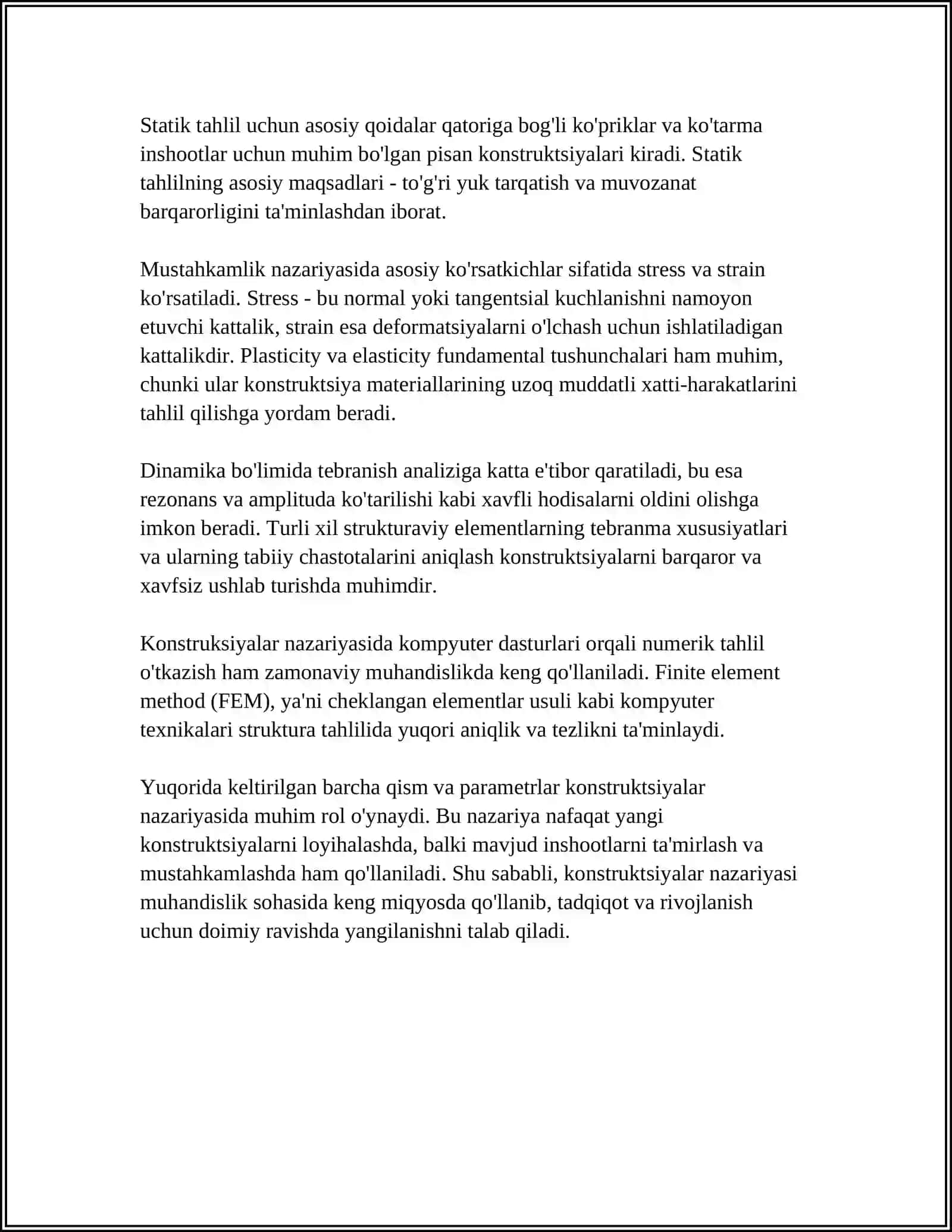 MUSTAQIL ISH Mavzu: BADIIY KONSTRUKSIYALASH ELEMENTLAR 4